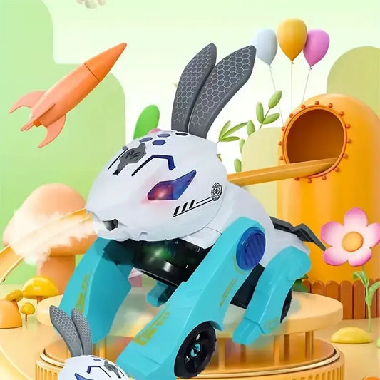 New Style Cute Deformation Animal Vehicle Toy Children Gift 2 in 1 Electric Spray Stunt Rabbit Car Toy With Music Light
