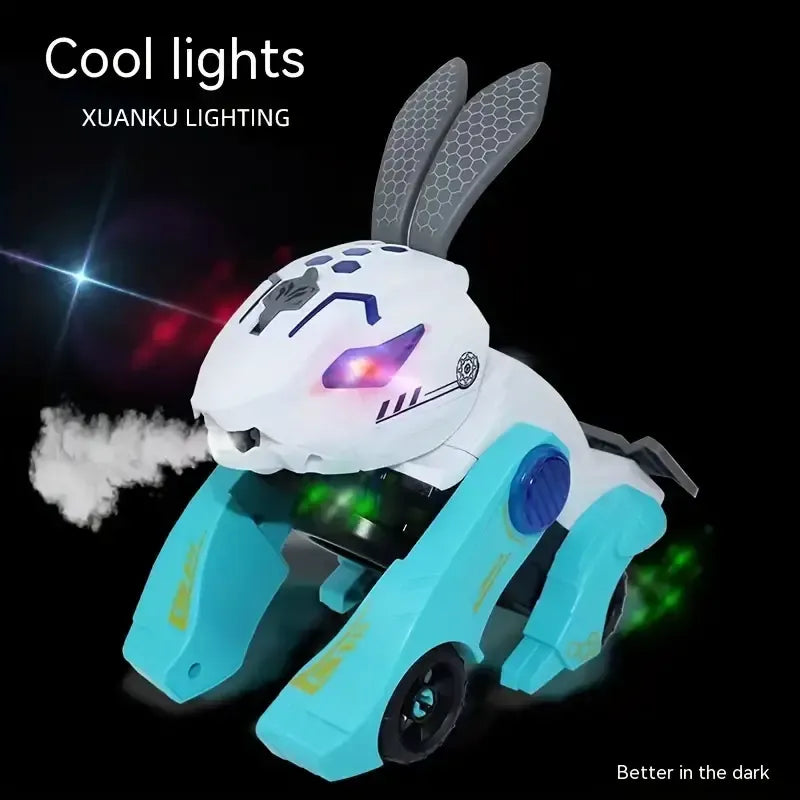 New Style Cute Deformation Animal Vehicle Toy Children Gift 2 in 1 Electric Spray Stunt Rabbit Car Toy With Music Light