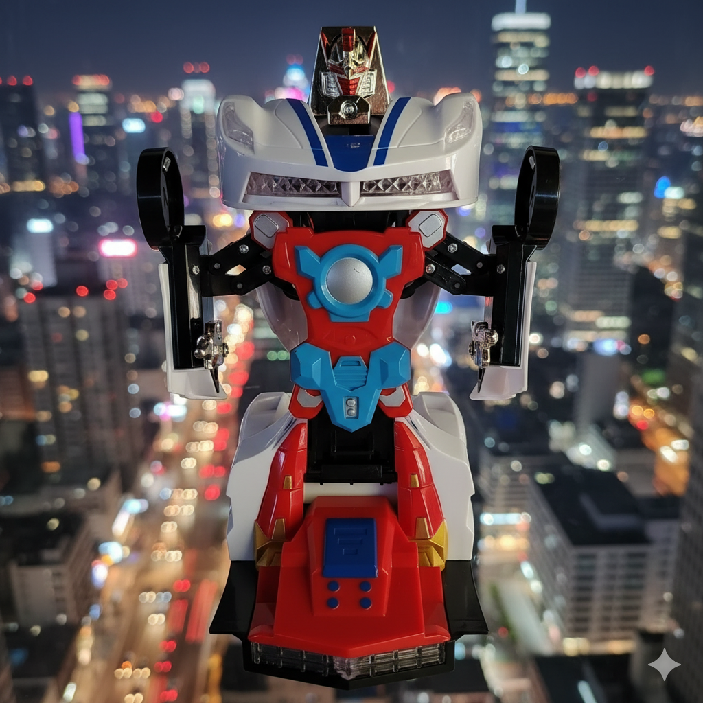 Robot Police Car Toy – Transformer with Lights, Music, Automatic Rotation & Bump-and-Go Movement, Brain Development & Fun Play for Kids