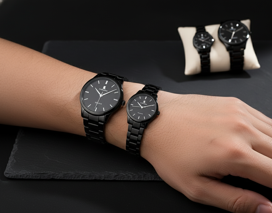 Dual-Tone Luxury Couple Watch Set